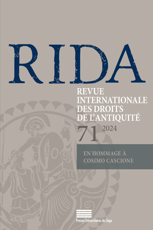 Revue internationale des droits de l'antiquité 71 (2024)